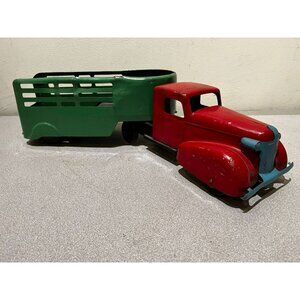 Vintage 1930s Wyandotte Express Pressed Steel Truck & Cattle Hauler Trailer